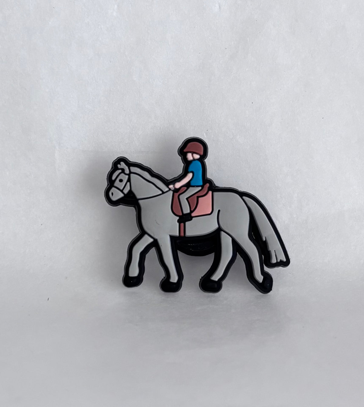 Grey horse and rider shoe charm