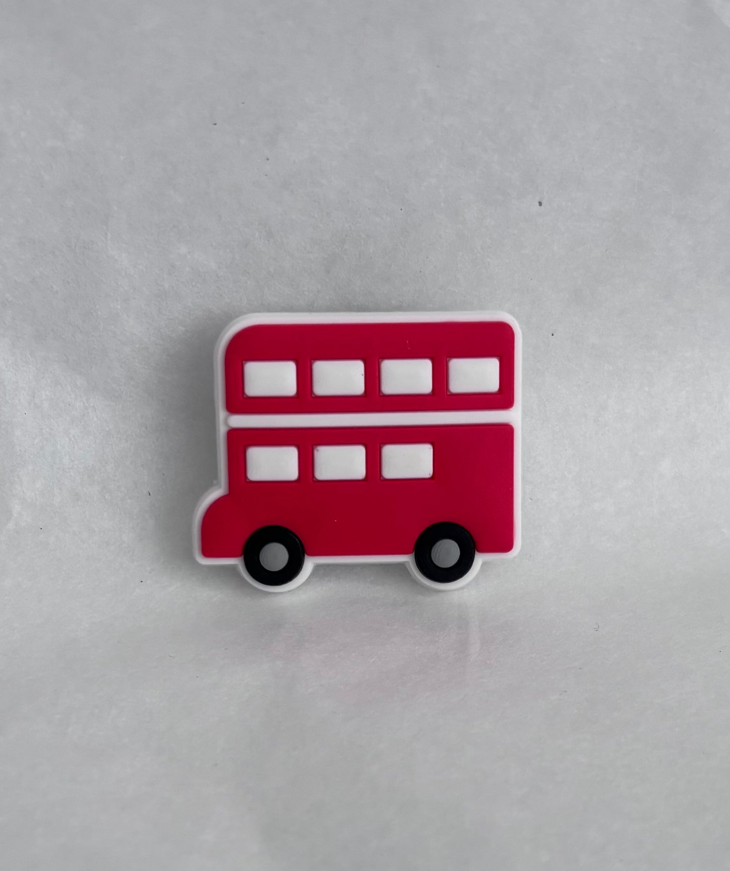 Double decker bus shoe charm