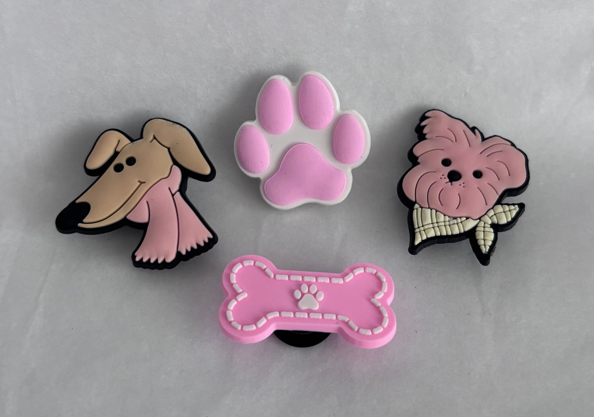 Pink Dog set shoe charms (2)