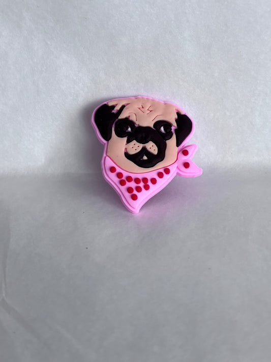 Pug with a bandana dog shoe charm