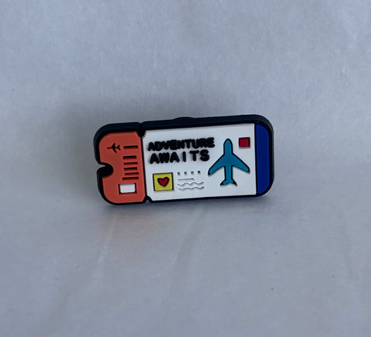 Plane ticket shoe charm