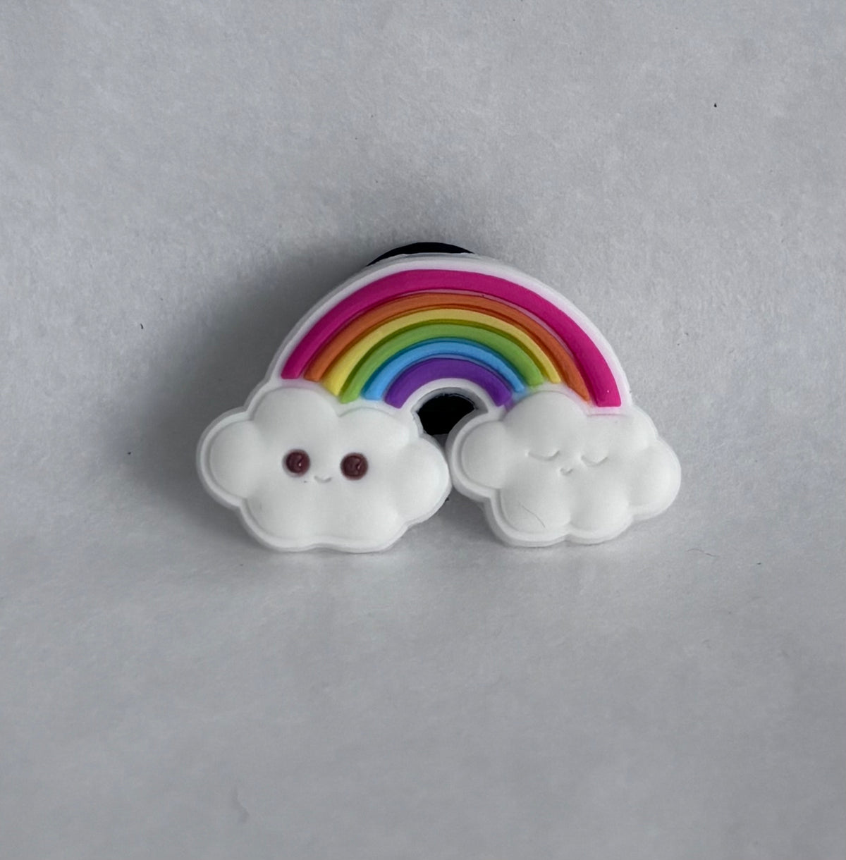 Cloud face rainbow shoe charm