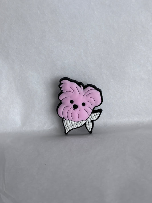 Pink Yorkie dog shoe charm