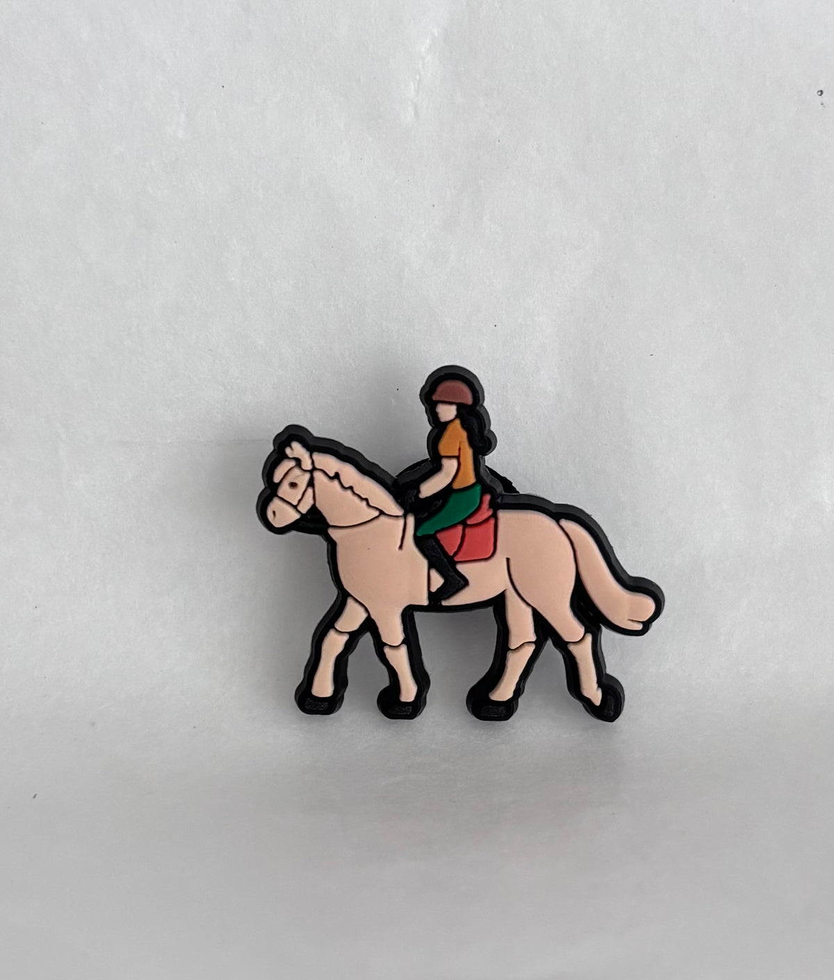 Palomino horse and rider shoe charm