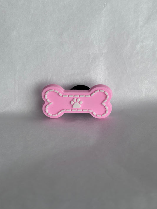 Pink dog bone shoe charm