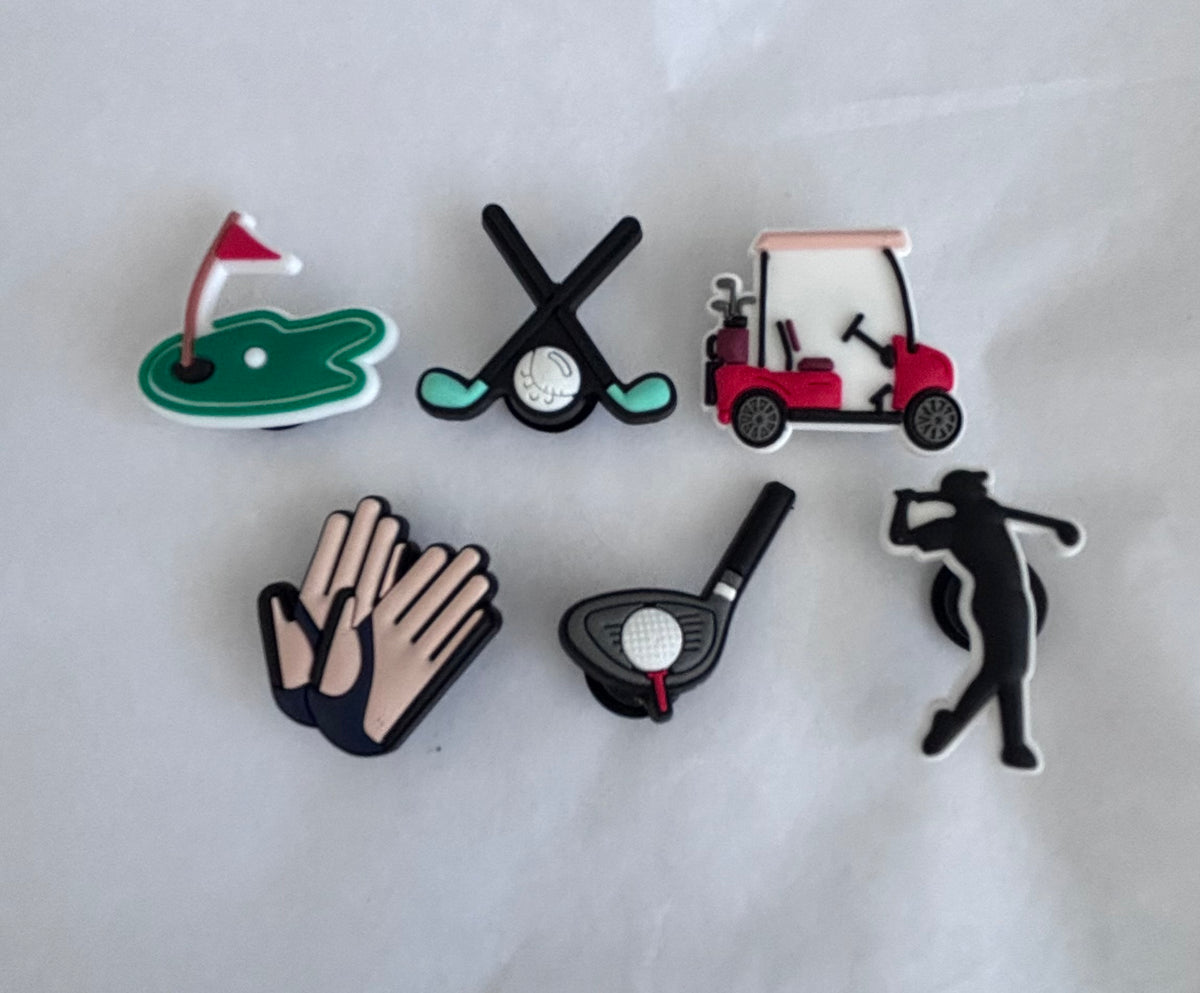 Golf enthusiast set of 6 shoe charms