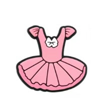 Pink/white tutu shoe charm