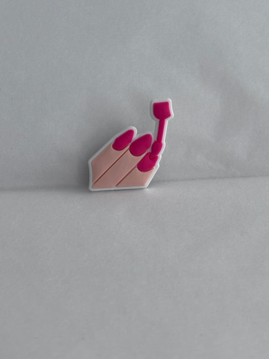 Pink painted nail varnish charm