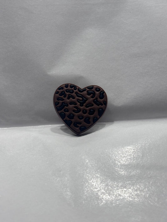 Animal print heart charm
