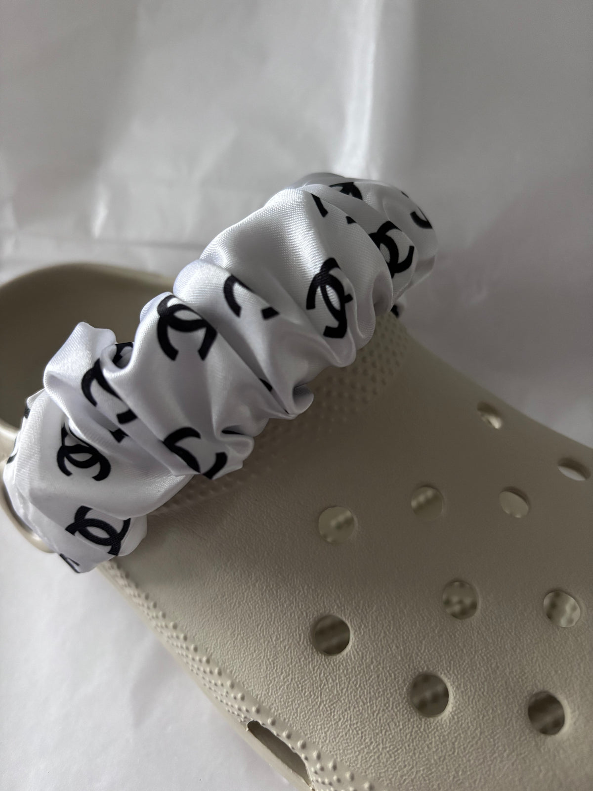 Designer inspired shoe strap cover (white CC)