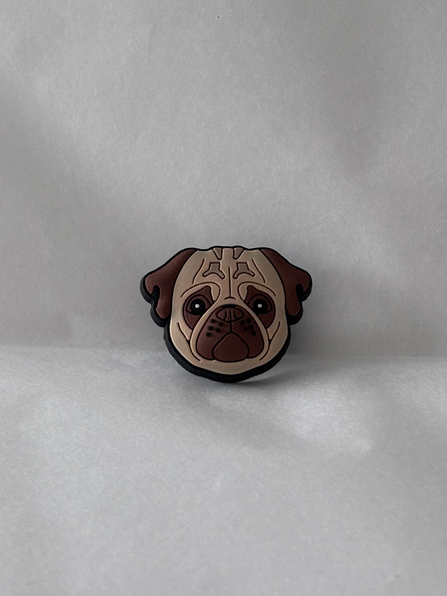 Brown pug dog shoe charm
