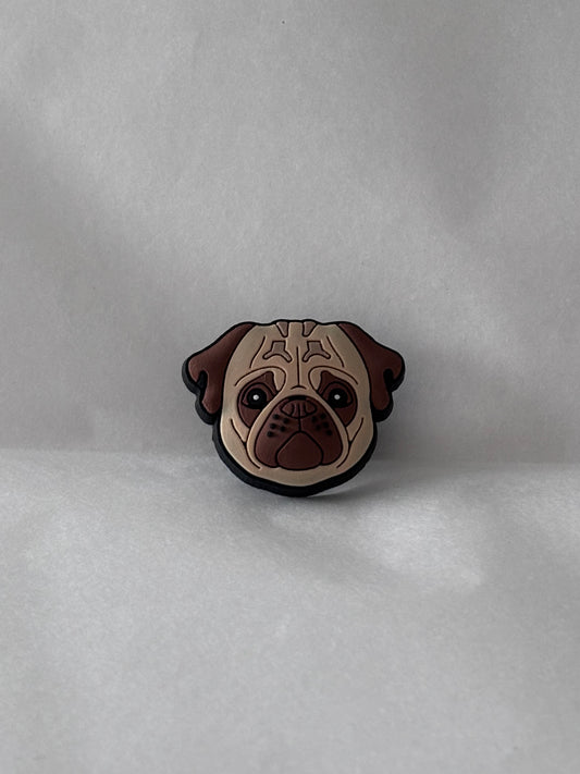 Brown pug dog shoe charm